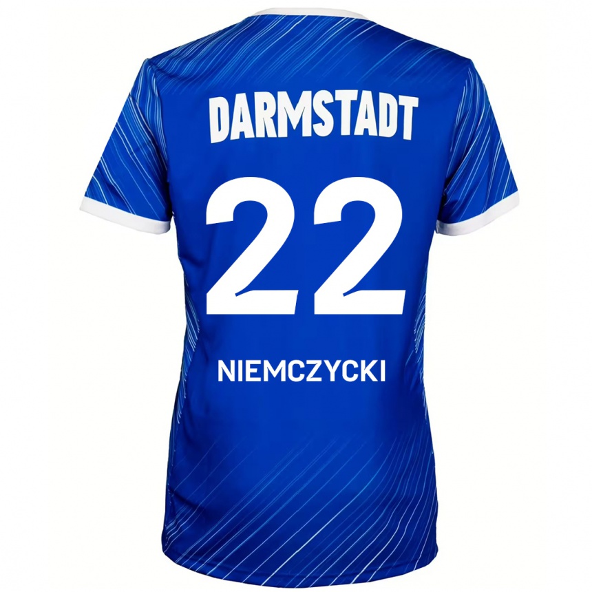 Kids Football Karol Niemczycki #22 Blue White Home Jersey 2024/25 T-Shirt Uk