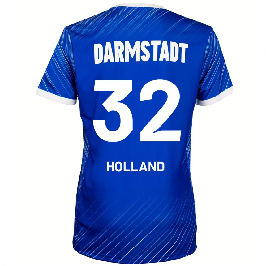 Kids Football Fabian Holland #32 Blue White Home Jersey 2024/25 T-Shirt Uk