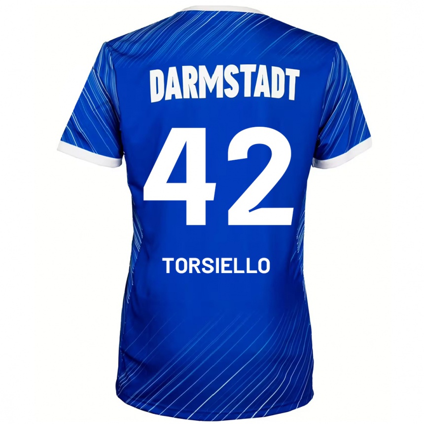 Kids Football Fabio Torsiello #42 Blue White Home Jersey 2024/25 T-Shirt Uk