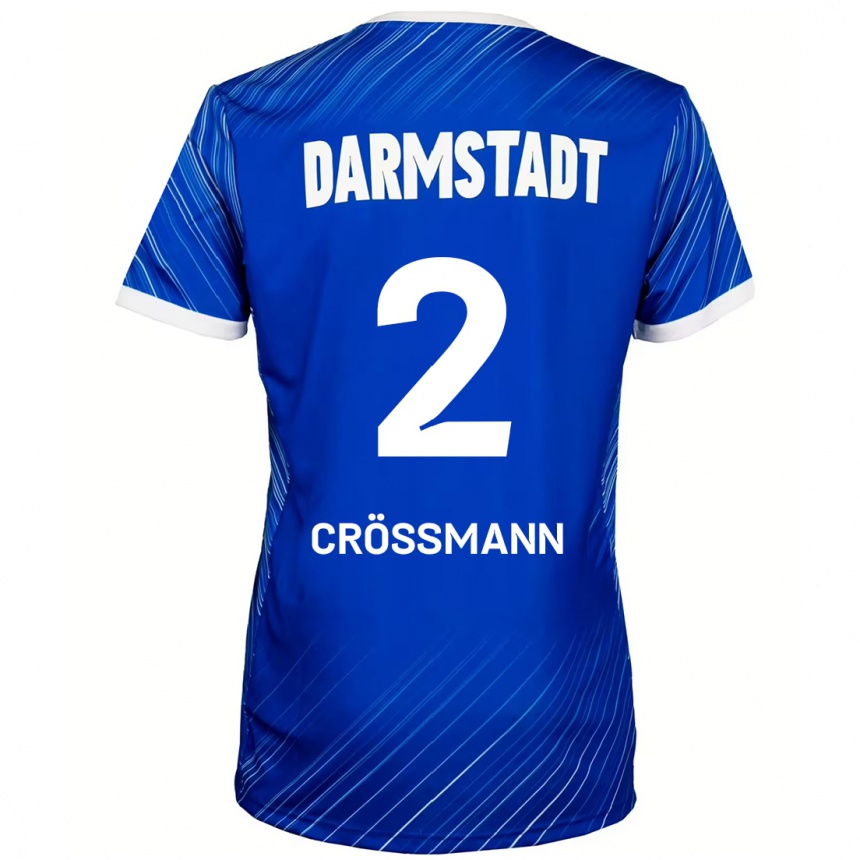 Kids Football Elias Crößmann #2 Blue White Home Jersey 2024/25 T-Shirt Uk