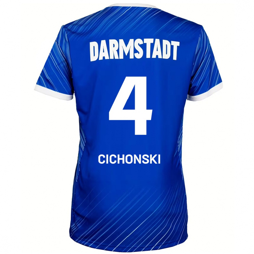 Kids Football Florian Cichonski #4 Blue White Home Jersey 2024/25 T-Shirt Uk