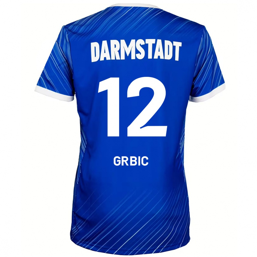 Kids Football Viktor Grbic #12 Blue White Home Jersey 2024/25 T-Shirt Uk