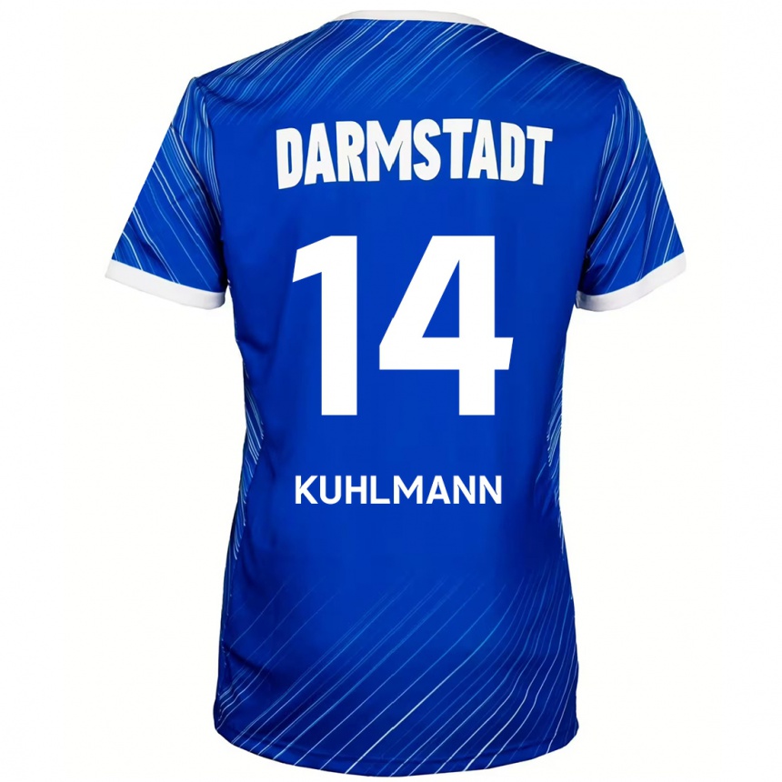 Kids Football Marcel Kuhlmann #14 Blue White Home Jersey 2024/25 T-Shirt Uk