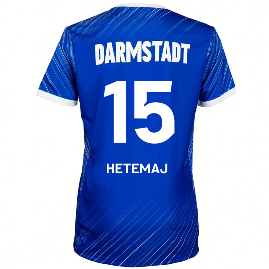 Kids Football Gentrit Hetemaj #15 Blue White Home Jersey 2024/25 T-Shirt Uk