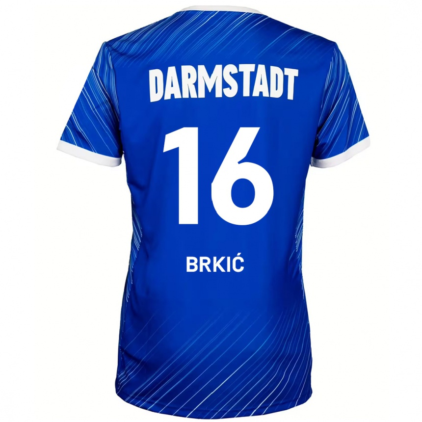 Kids Football Amar Brkić #16 Blue White Home Jersey 2024/25 T-Shirt Uk