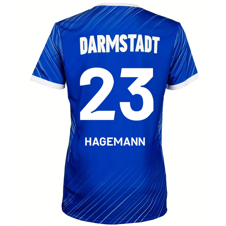 Kids Football Emil Hagemann #23 Blue White Home Jersey 2024/25 T-Shirt Uk