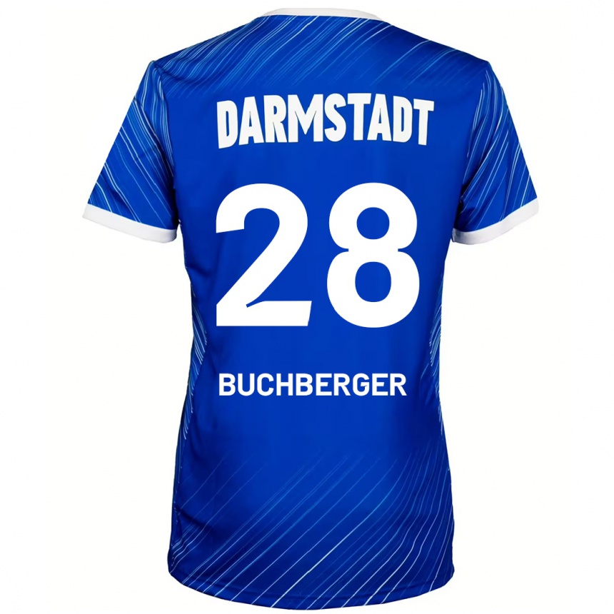 Kids Football Jonas Buchberger #28 Blue White Home Jersey 2024/25 T-Shirt Uk