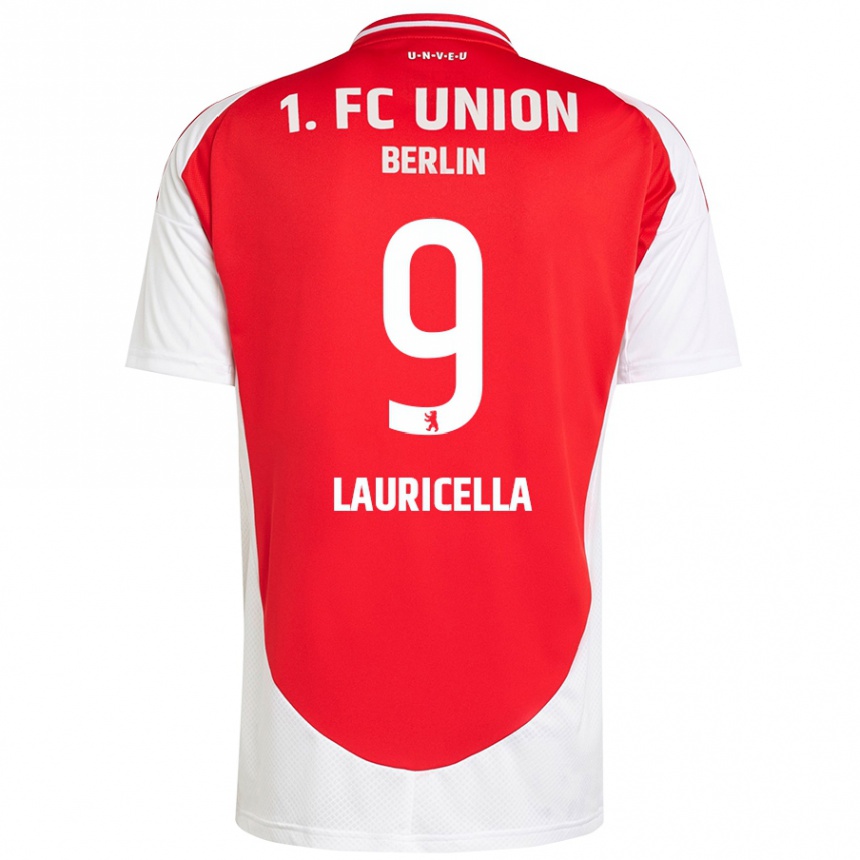 Kids Football Guiseppe Lauricella #9 Red White Home Jersey 2024/25 T-Shirt Uk