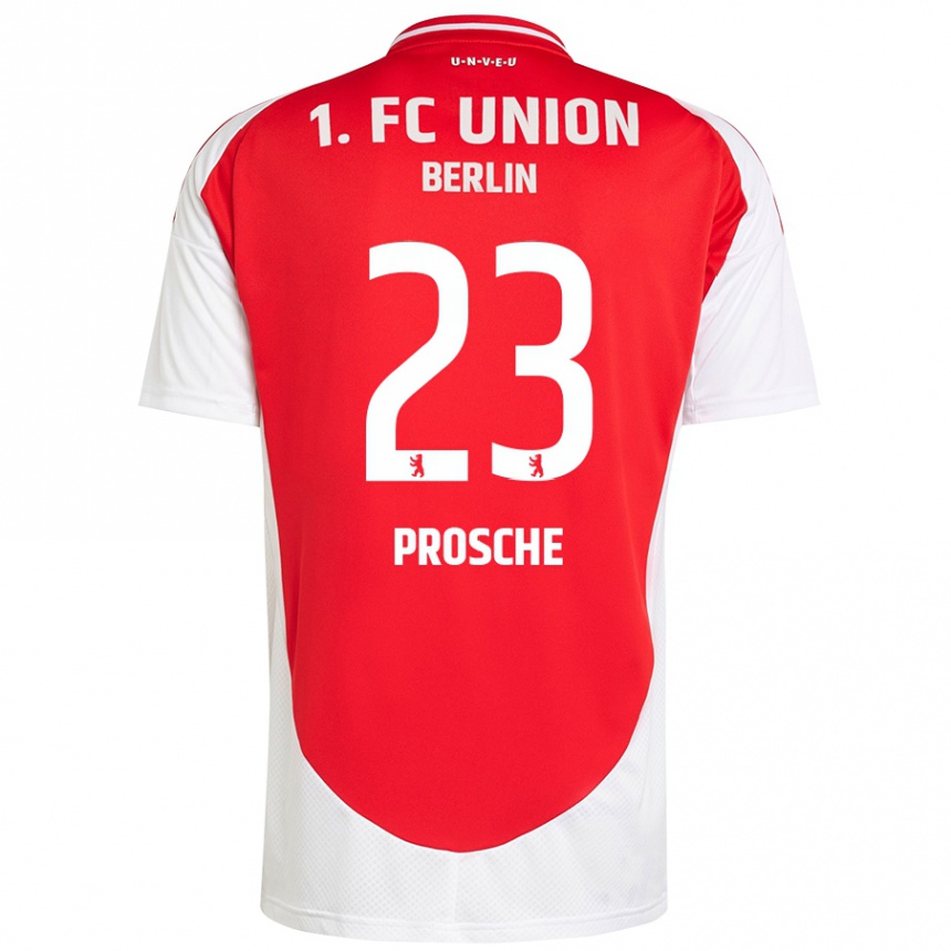 Kids Football Leon Prosche #23 Red White Home Jersey 2024/25 T-Shirt Uk