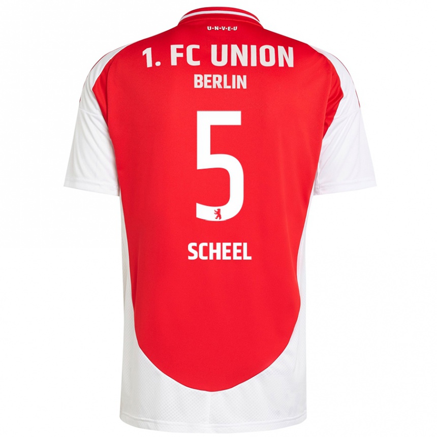 Kids Football Luca Scheel #5 Red White Home Jersey 2024/25 T-Shirt Uk