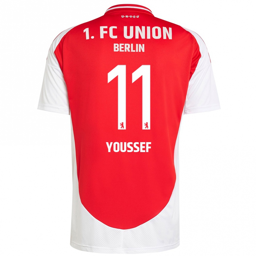 Kids Football Nour Youssef #11 Red White Home Jersey 2024/25 T-Shirt Uk