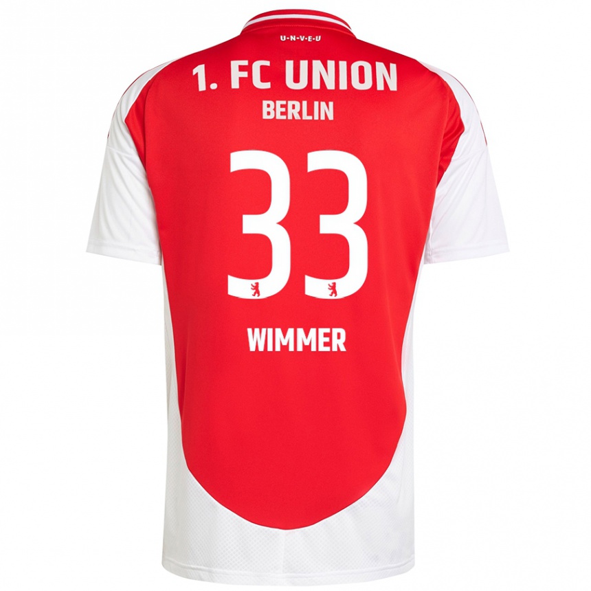 Kids Football Pauline Wimmer #33 Red White Home Jersey 2024/25 T-Shirt Uk