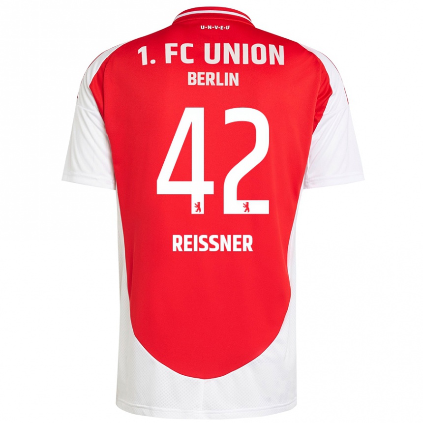 Kids Football Naika Reissner #42 Red White Home Jersey 2024/25 T-Shirt Uk