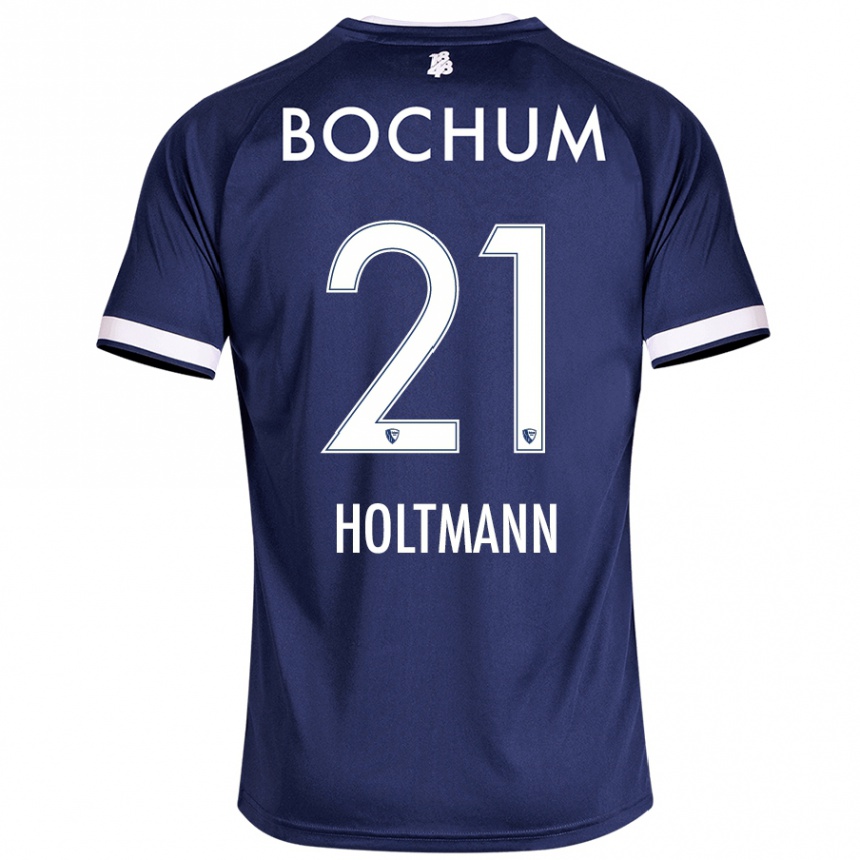 Kids Football Gerrit Holtmann #21 Dark Blue Home Jersey 2024/25 T-Shirt Uk