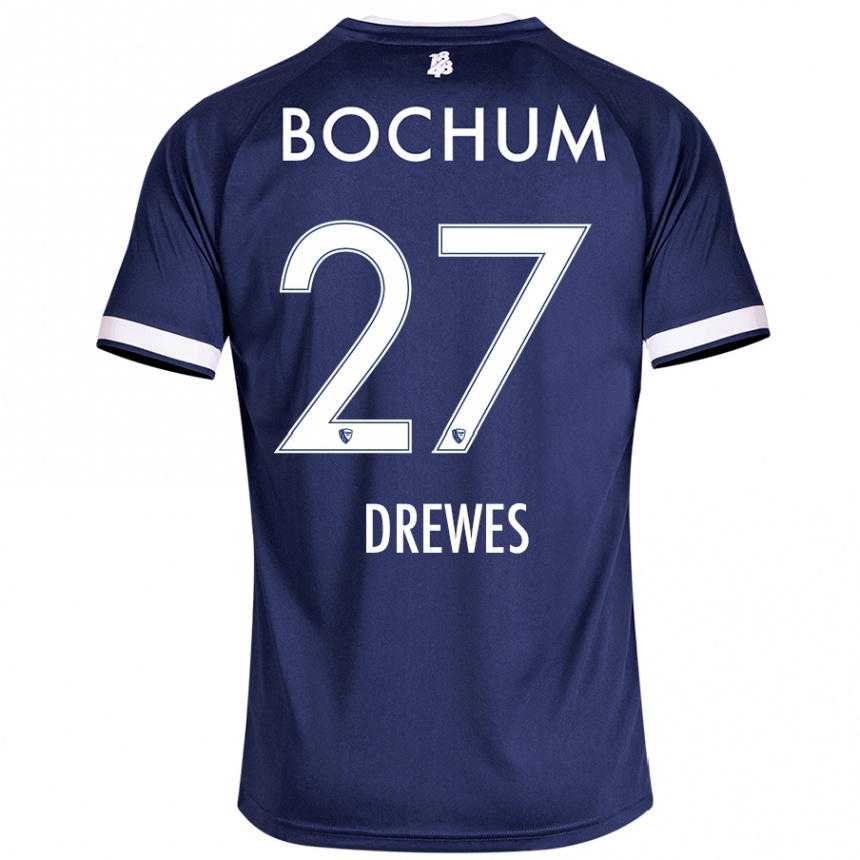 Kids Football Patrick Drewes #27 Dark Blue Home Jersey 2024/25 T-Shirt Uk