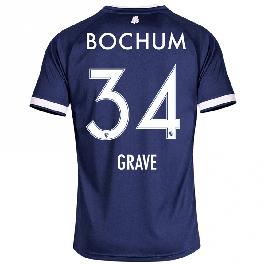 Kids Football Paul Grave #34 Dark Blue Home Jersey 2024/25 T-Shirt Uk