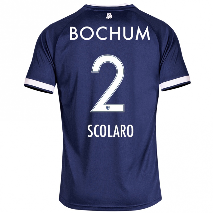 Kids Football Roberto Scolaro #2 Dark Blue Home Jersey 2024/25 T-Shirt Uk