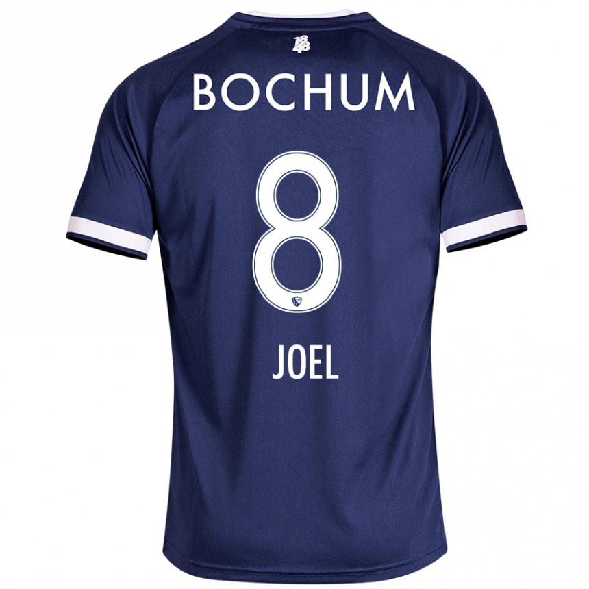 Kids Football Nico Joel #8 Dark Blue Home Jersey 2024/25 T-Shirt Uk