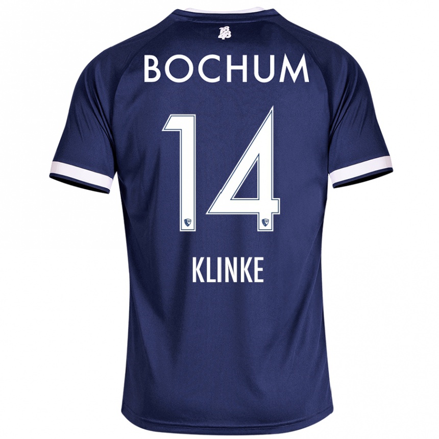 Kids Football Niklas Klinke #14 Dark Blue Home Jersey 2024/25 T-Shirt Uk