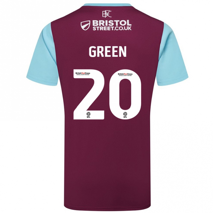 Kids Football Etienne Green #20 Burgundy Sky Blue Home Jersey 2024/25 T-Shirt Uk