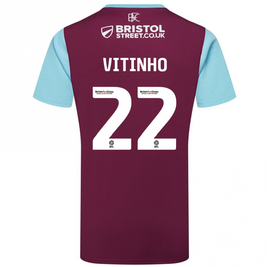 Kids Football Vitinho #22 Burgundy Sky Blue Home Jersey 2024/25 T-Shirt Uk