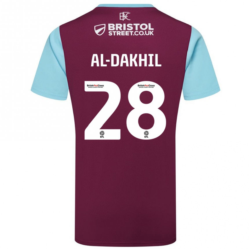 Kids Football Ameen Al-Dakhil #28 Burgundy Sky Blue Home Jersey 2024/25 T-Shirt Uk