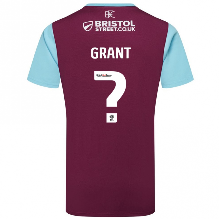 Kids Football Bradley Grant #0 Burgundy Sky Blue Home Jersey 2024/25 T-Shirt Uk