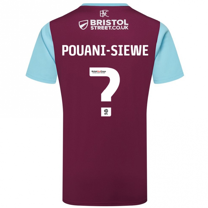 Kids Football Brandon Pouani-Siewe #0 Burgundy Sky Blue Home Jersey 2024/25 T-Shirt Uk