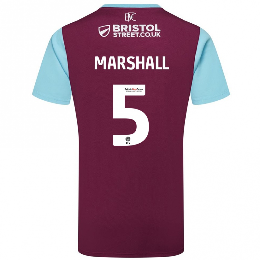 Kids Football Georgia Marshall #5 Burgundy Sky Blue Home Jersey 2024/25 T-Shirt Uk