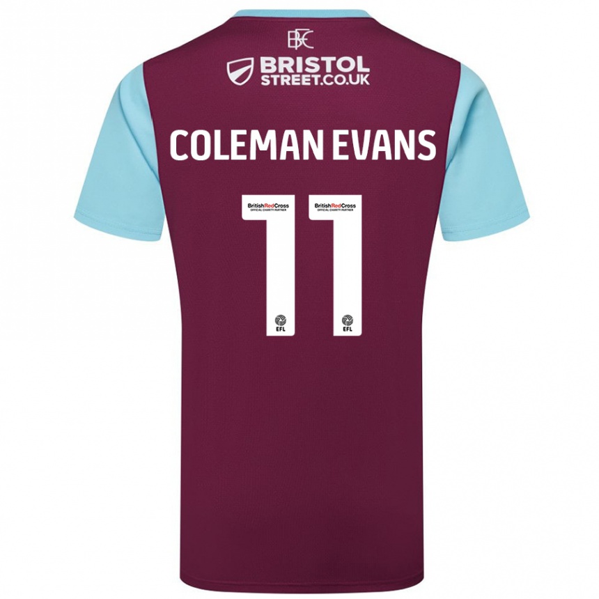 Kids Football Amaya Coleman-Evans #11 Burgundy Sky Blue Home Jersey 2024/25 T-Shirt Uk