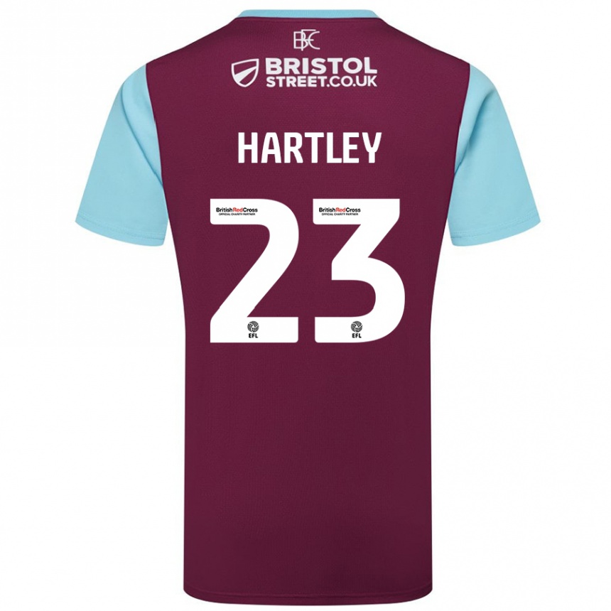 Kids Football Naomi Hartley #23 Burgundy Sky Blue Home Jersey 2024/25 T-Shirt Uk