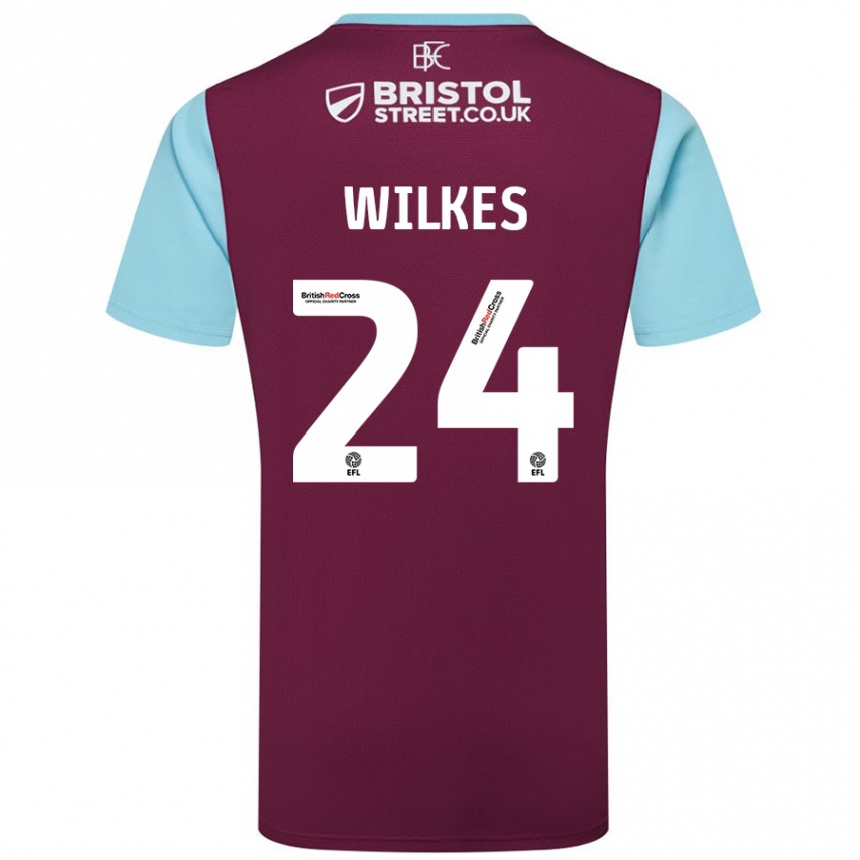 Kids Football Tilly Wilkes #24 Burgundy Sky Blue Home Jersey 2024/25 T-Shirt Uk