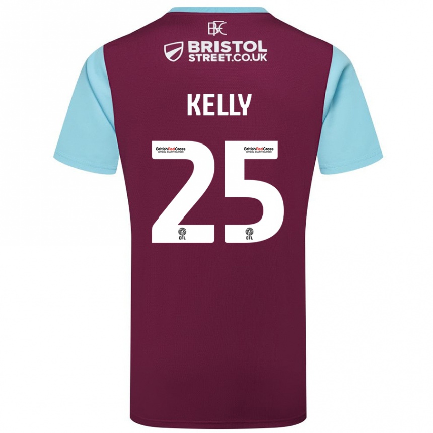 Kids Football Aimee Kelly #25 Burgundy Sky Blue Home Jersey 2024/25 T-Shirt Uk