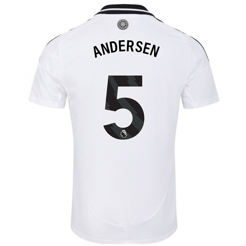 Kids Football Joachim Andersen #5 White Home Jersey 2024/25 T-Shirt Uk