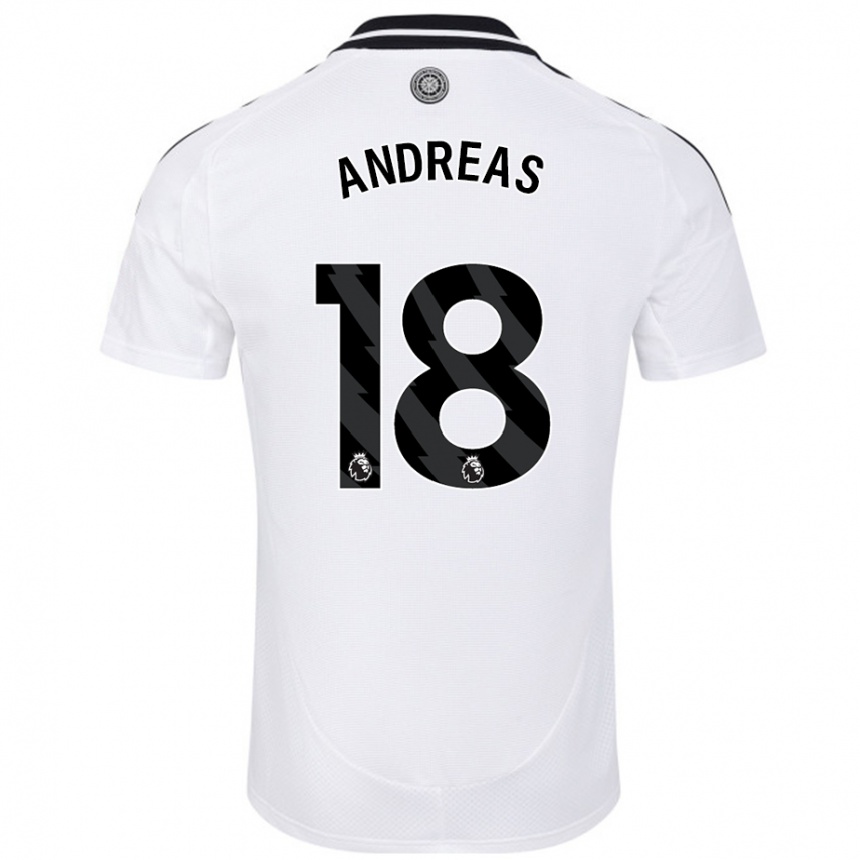 Kids Football Andreas Pereira #18 White Home Jersey 2024/25 T-Shirt Uk