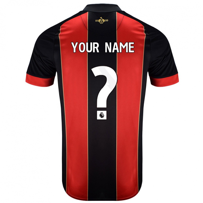 Kids Football Your Name #0 Red Black Home Jersey 2024/25 T-Shirt Uk