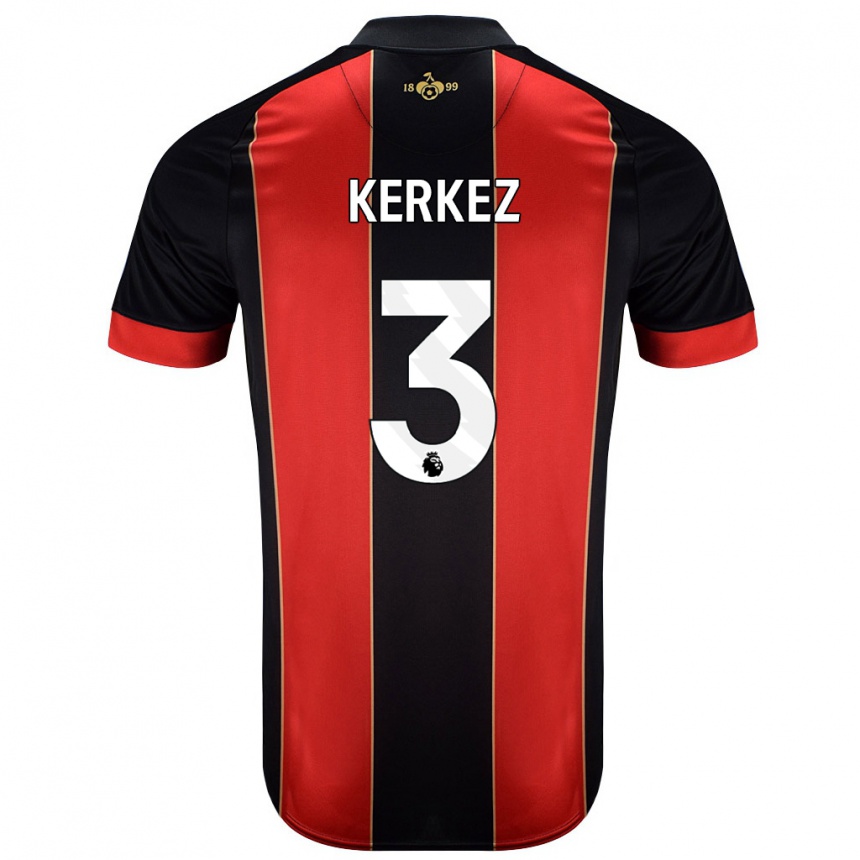 Kids Football Milos Kerkez #3 Red Black Home Jersey 2024/25 T-Shirt Uk