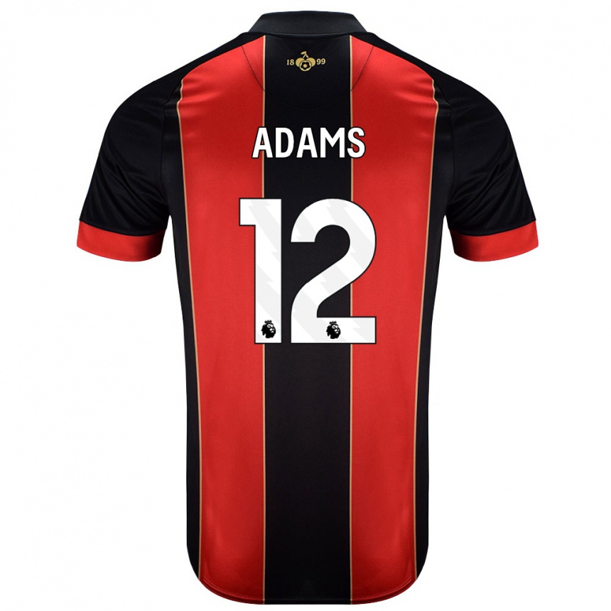 Kids Football Tyler Adams #12 Red Black Home Jersey 2024/25 T-Shirt Uk