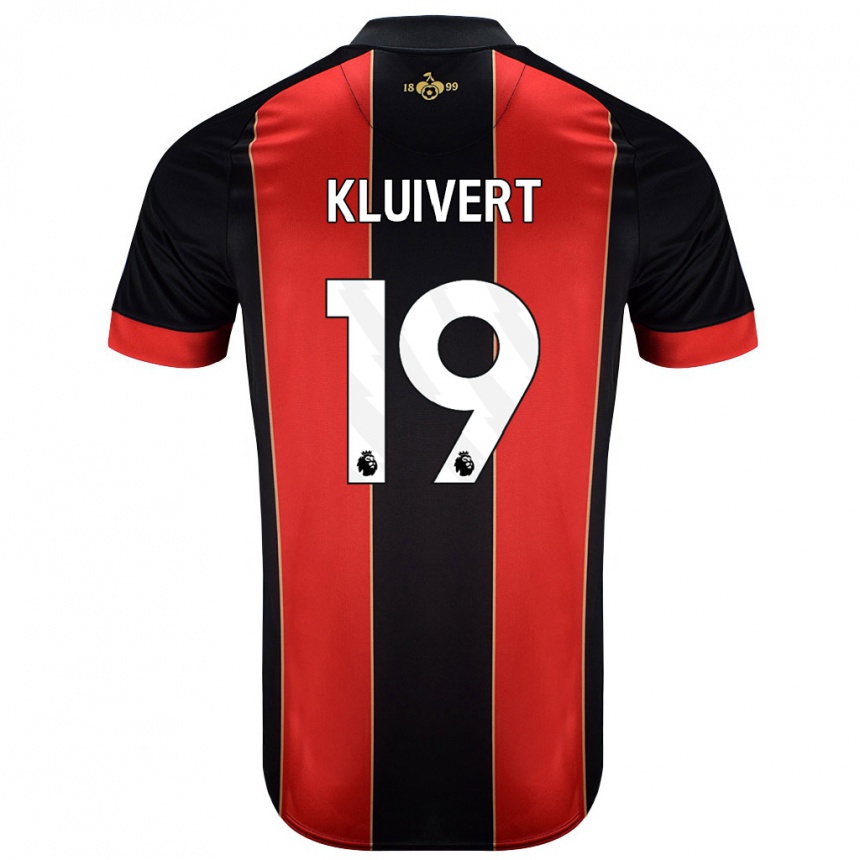 Kids Football Justin Kluivert #19 Red Black Home Jersey 2024/25 T-Shirt Uk