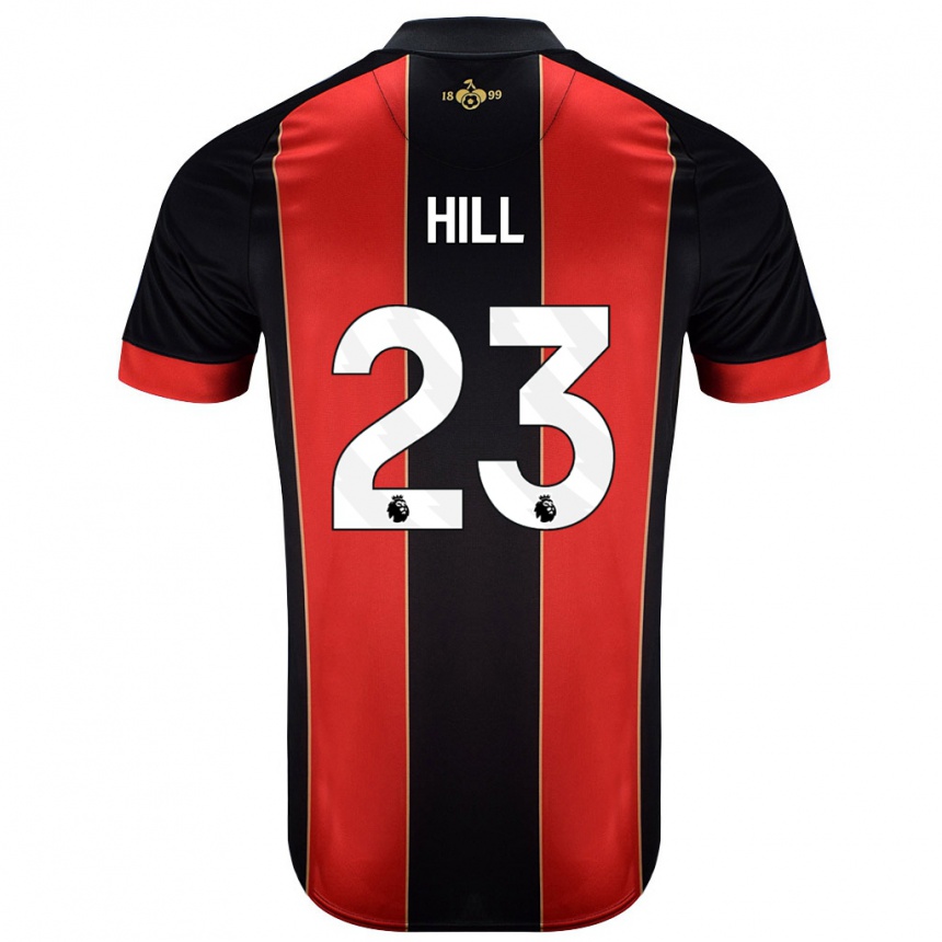 Kids Football James Hill #23 Red Black Home Jersey 2024/25 T-Shirt Uk