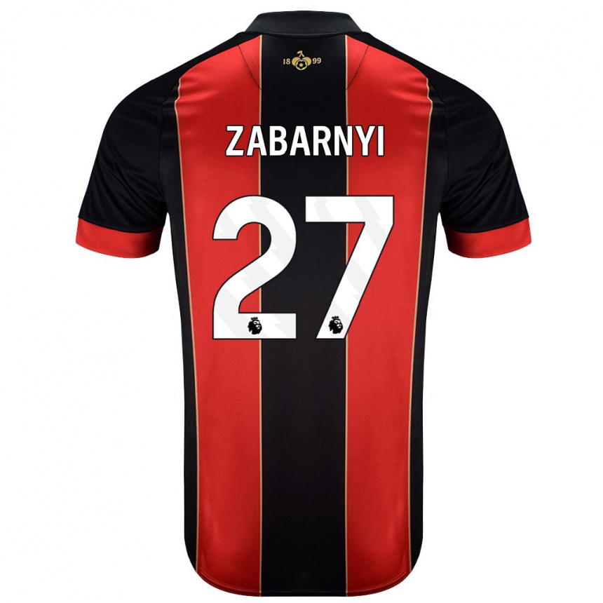 Kids Football Ilya Zabarnyi #27 Red Black Home Jersey 2024/25 T-Shirt Uk