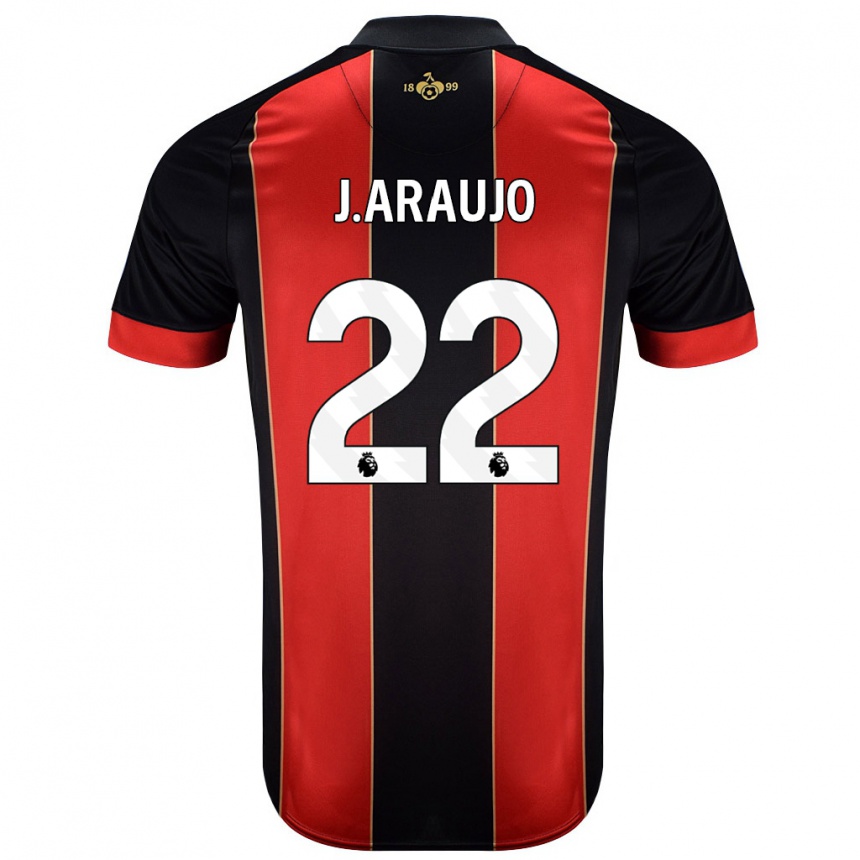 Kids Football Julián Araujo #28 Red Black Home Jersey 2024/25 T-Shirt Uk