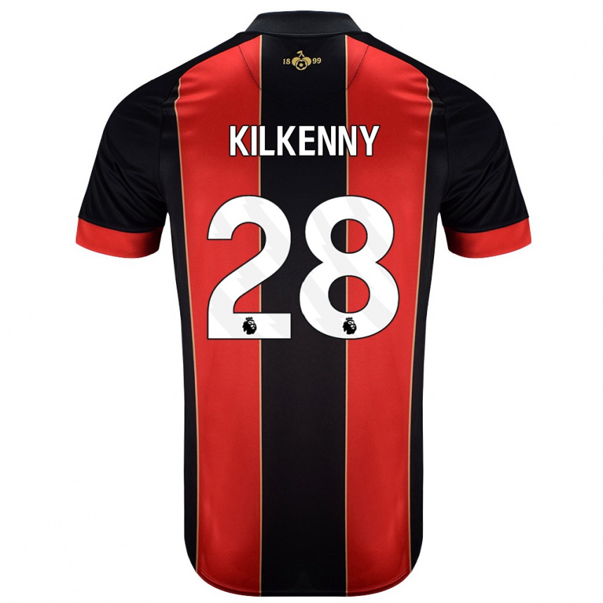 Kids Football Gavin Kilkenny #28 Red Black Home Jersey 2024/25 T-Shirt Uk