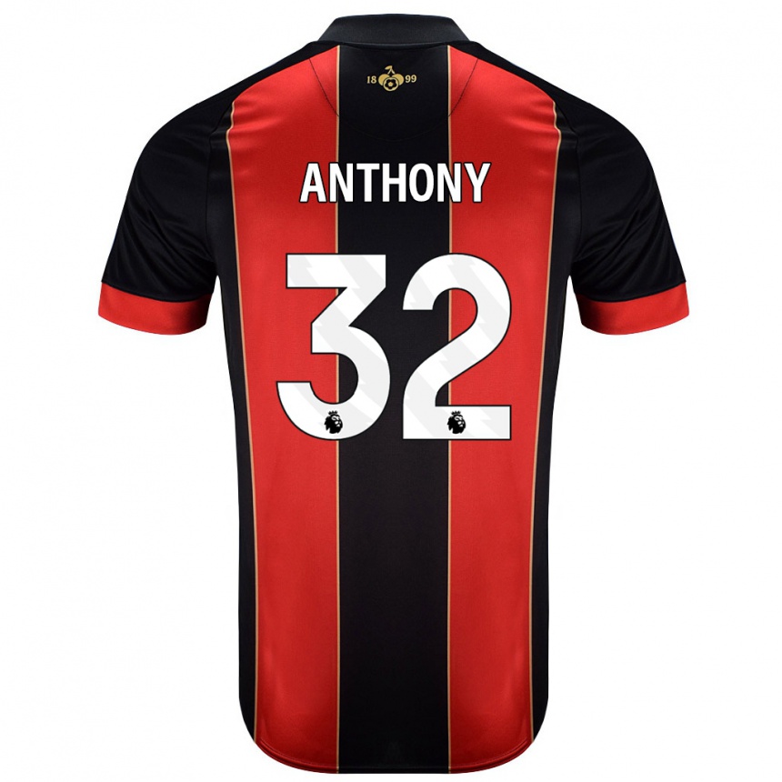 Kids Football Jaidon Anthony #32 Red Black Home Jersey 2024/25 T-Shirt Uk