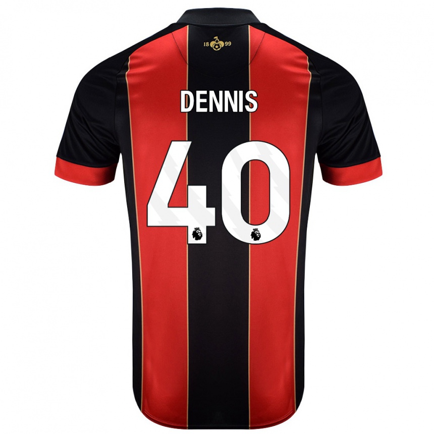 Kids Football Will Dennis #40 Red Black Home Jersey 2024/25 T-Shirt Uk