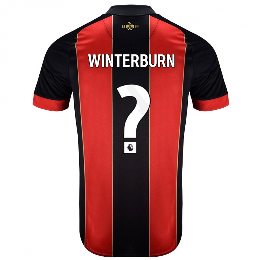 Kids Football Ben Winterburn #0 Red Black Home Jersey 2024/25 T-Shirt Uk