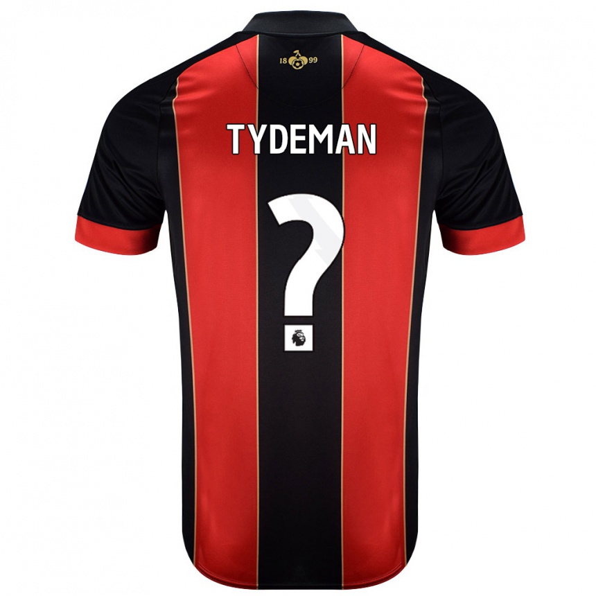 Kids Football Kian Tydeman #0 Red Black Home Jersey 2024/25 T-Shirt Uk