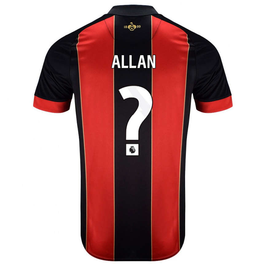 Kids Football Mack Allan #0 Red Black Home Jersey 2024/25 T-Shirt Uk