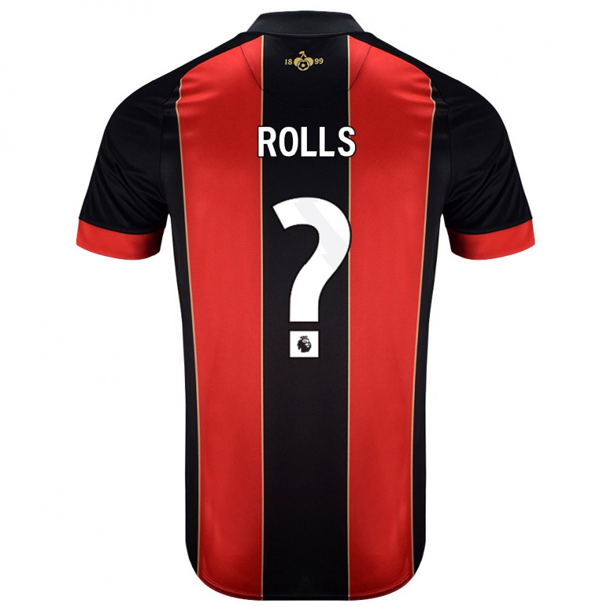 Kids Football Thomas Rolls #0 Red Black Home Jersey 2024/25 T-Shirt Uk