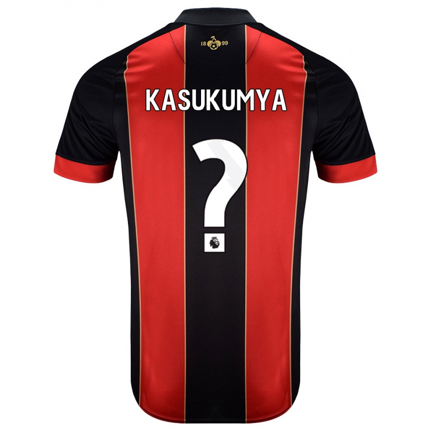 Kids Football Kashanga Kasukumya #0 Red Black Home Jersey 2024/25 T-Shirt Uk